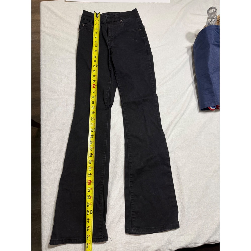 Levis 725 High Rise Bootcut Jeans Black Denim Size 25 Womens Pants - Picture 2 of 6